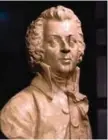  ??  ?? A sculpture of the bust of Austrian musician Franz Xaver Mozart (son of Wolfgang Amadeus Mozart) is on display at the Mozart Residence in Salzburg, during an exhibition organized by the Mozarteum Foundation, on March 09, 2016. — AFP photos