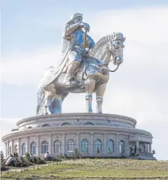  ??  ?? At the Genghis Khan Monument at Zonjin Boldog, a 40-metre elevator ride takes visitors to the top of the horse’s head.