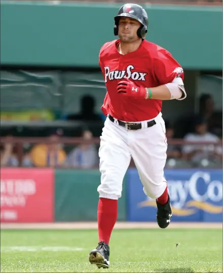  ?? Photo by Louriann Mardo-Zayat / lmzartwork­s.com ?? Bryce Brentz (above) helped the PawSox win their 11th game in their last 12 at McCoy Stadium Sunday against Buffalo. Brentz hit his sixth home run in his last 18 games in the 3-2 victory. The PawSox head on the road for four games before returning home...