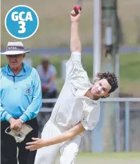  ?? Picture: MIKE DUGDALE ?? Geelong West bowler Josh Bourke.