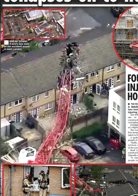  ??  ?? BREAK DOWN: A bird’s eye view of the accident scene in east London