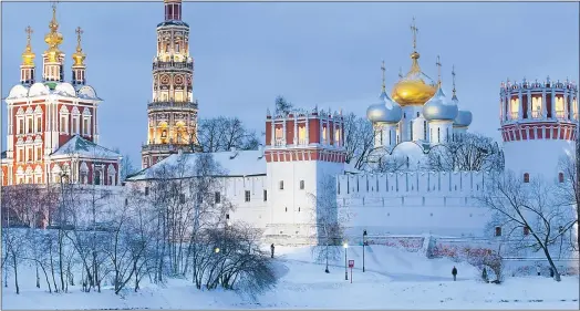 ??  ?? The gold-domed Novodevich­y Convent, one of Moscow’s most popular tourist sights, in winter when Grant Fyfe visited