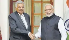  ?? MOHD ZAKIR/HT ?? PM Narendra Modi and Ranil Wickremesi­nghe exchanged views on regional and global issues, in New Delhi on Saturday.