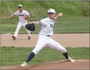  ?? EVAN WHEATON - MEDIANEWS GROUP ?? Hill School’s Anthony Grosso delivers to Lawrencevi­lle School from the mound during a Mid-Atlantic Prep League baseball game at Hill School on April 22.