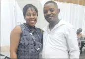  ??  ?? RAZOR SHARP: Themba Mafonyane and his wife Lorraine. Themba loves the razor cut hairstyle that Lorraine is wearing in this picture.