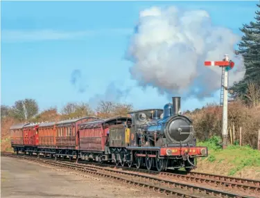  ?? ?? Right: GER Y14 0-6-0 No. 564 with the North Norfolk Railway’s fabled rake of vintage carriages in action on April 3. STEVE ALLEN/NNR