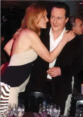  ??  ?? PSSST! Lady – then just Sasha – Swire gets close to David Cameron and, below, George Osborne’s wife Frances, at the swanky Tory fundraiser in 2006