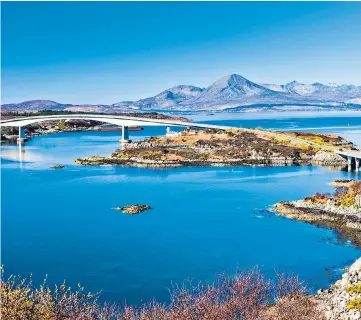  ?? ?? Blue Skye thinking: the bridge linking the Isle of Skye and Kyle of Lochalsh, where Mr Walker was heading on his Scottish road trip