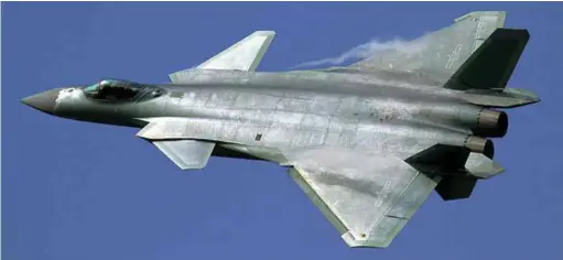  ??  ?? CHENGDU J-20 STEALTH FIFTH-GENERATION FIGHTER AIRCRAFT DEVELOPED BY CHINA’S CHENGDU AEROSPACE CORPORATIO­N FOR PLAAF