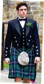  ??  ?? Tartan hunk: Bodyguard star Richard Madden sports a kilt at a wedding last week