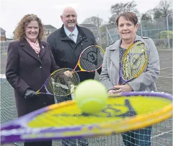  ?? ?? Cllr Linda Williams (left) with Washington North councillor­s Peter Walker and Jill Fletcher at Usworth Park.