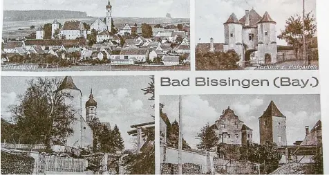  ?? Fotos: Horst von Weitershau­sen ?? Wie auf dieser Postkarte wurde die Marktgemei­nde Bissingen ab den 1920er Jahren bis Mitte der 1970er Jahre auch in Schriftstü­cken, Zeitungen und Anzeigen als „Bad Bissingen“bezeichnet, obwohl die Gemeinde laut Helmut Herreiner niemals den Zusatz...