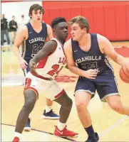  ??  ?? LFO’S Jacob King bodies up against Coahulla Creek’s Eli Turso during a Region 6- AAA game in Fort Oglethorpe this past Friday night.