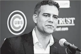  ?? BRIAN CASSELLA/CHICAGO TRIBUNE ?? Cubs President Theo Epstein speaks at his season-ending news conference Sept. 30,