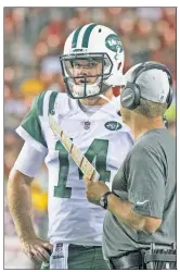  ?? Getty Images; Ron/Sachs CNP ?? GROWING PAINS: Sam Darnold’s first preseason start wasn’t as impressive as the Jets had hoped, as the No. 3-overall pick threw for just 62 yards and an intercepti­on Thursday against the Redskins.