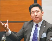  ?? Courtesy of DarcMatter ?? DarcMatter Founder and CEO Lee Sang-hwa speaks during a recent interview with The Korea Times at the Conrad Hotel in Yeouido, Seoul.