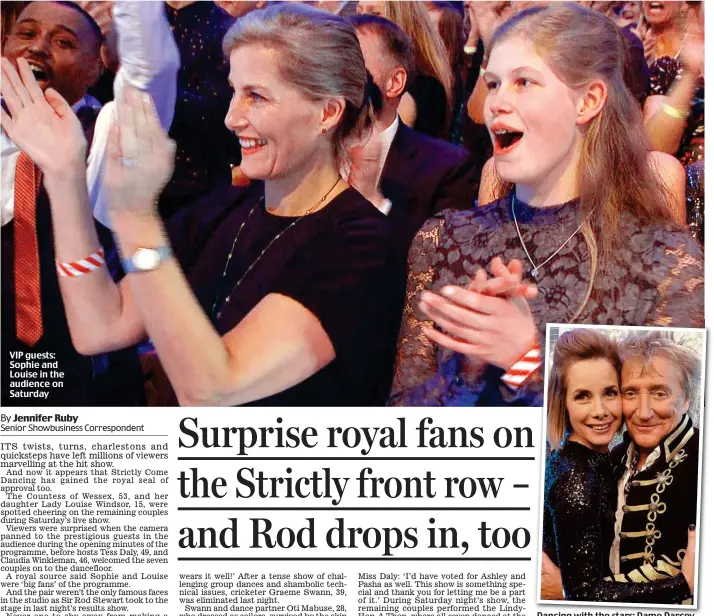  ??  ?? VIP guests: Sophie and Louise in the audience on Saturday Dancing Dancingwit­h with the stars: Dame Darcey with Sir Rod in a social media post