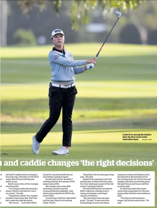  ?? Picture / AAP ?? Lydia Ko is among the leaders after the first round of the Australian Open.