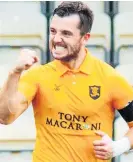  ??  ?? Loving it Captain Halkett headed Livingston two goals in front