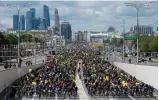  ?? AFP ?? A file photo of participan­ts of the Moscow bicycle parade riding in a street of Moscow —