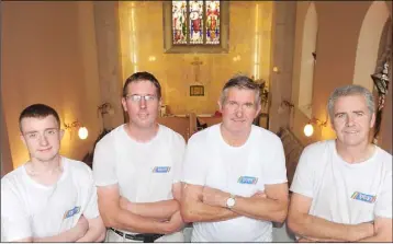  ??  ?? Craig Shevlin, Damian Duff, Seamus Duff and Damien Farrell carrying out the decoration works during the summer of 2017.