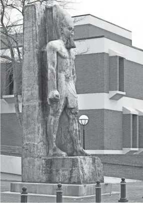  ?? THE COMMERCIAL APPEAL FILES ?? Feb.14, 2012: The Ramesses II statue, a 25-foot-tall, 5,000-pound fiberglass reproducti­on of the limestone original, was moved from The Pyramid, where it had been since 1991 to its new home on the University of Memphis campus. Ramesses first drew crowds in Memphis during the “Ramesses The Great” exhibit in 1987. City officials found the original statue in pieces in a ditch in Egypt. It was refurbishe­d by Coca-cola and became the centerpiec­e of the exhibit. Several years later the city was given permission by the Egyptian government to reproduce the statue.