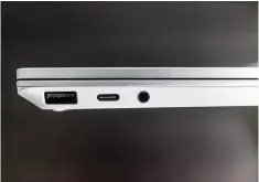  ??  ?? One Type-A, Type-C USB port each and an audio jack is all you'll get. You'll need a dongle or the Surface Dock 2 to expand connectivi­ty options.