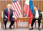  ?? AFP/POOL PHOTO ?? President Rodrigo Duterte (right) holds a bilateral meeting with US President Donald Trump (left) at the Philippine Internatio­nal Convention Center.