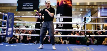  ?? SPORTSFILE ?? Centre of attention: Katie Taylor wowed the media at Madison Square Garden yesterday