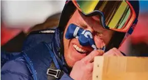  ?? NYT PIC ?? Olympic skiers are wearing tapes on their faces to combat the cold and wind.