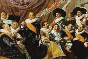  ?? ?? Bankett der Offiziere der St.-Georgs-Bürgergard­e, um 1627, Öl auf Leinwand, 179 × 257,5 cm, Frans Hals Museum, Haarlem.