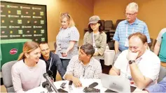  ?? — AFP photo ?? Simona Halep of Romania fields questions from the media at the WTA All Access Hour during the BNP Paribas Open at the Indian Wells Tennis Garden on March 7, 2018 in Indian Wells, California.