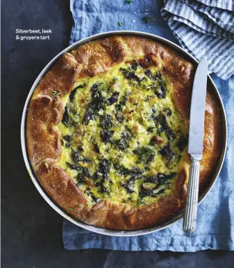  ??  ?? Silverbeet, leek & gruyere tart