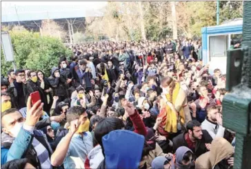 ?? STRINGER/AFP ?? Iranian students protest at the University of Tehran during a demonstrat­ion driven by anger over economic problems, in the capital Tehran, on Saturday.