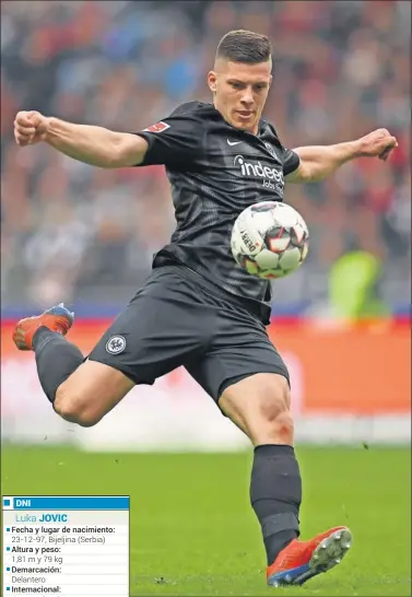  ??  ?? GOLEADOR. A sus 21 años, Jovic ha explotado en el Eintracht alemán.