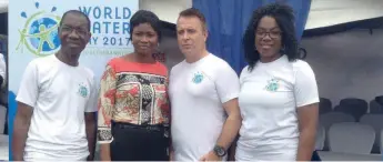  ??  ?? R-L Marketing Manager, (Nestle Waters) Mrs. Gloria Nwabuike, Country Business Manager, (Nestle Waters), Mr. Jason Lambe, Lagos State Universal Basic Education Officer, Mrs. Yinka Makinwa and MD/CEO StarBright Consulting, Mr. Emmanuel Olu-Ayeni, at the...