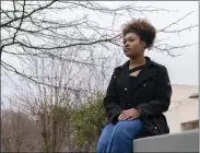  ?? STEPHANIE SCARBROUGH — THE ASSOCIATED PRESS ?? Kaniya Harris, a senior at American University, poses for a portrait on the university’s campus in Washington on Monday. “My mental health was at the lowest point it’s ever been in my life,” said Harris, who had an abortion in May 2023.