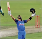  ?? BACKPAGEPI­X ?? UNSTOPPABL­E: India captain Virat Kohli celebrates his third century of the ODI series.