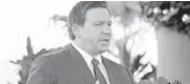  ?? TRIBUNE NEWS SERVICE ?? Republican Gov. Ron DeSantis was matter-of-fact in his tribute to U.S. Rep. Alcee Hastings, a Democrat representi­ng Broward and Palm Beach counties, who died Tuesday..