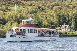  ?? Photograph: Paul Saunders Photograph­y. ?? The Sir Walter Scott Steamship passing Royal Cottage, built for Queen Victoria’s visit to Loch Katrine in 1859 to open the waterworks.