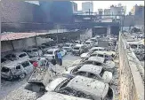  ?? HT ARCHIVE ?? Charred remains of vehicles in Shiv Vihar after violent clashes took n place in north-east Delhi this February.