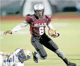  ?? [PHOTO BY CORY YOUNG, TULSA WORLD] ?? Josh Jacobs led the state in rushing with 2,704 yards during the 2015 season, but for whatever reason, that didn’t bring big-time colleges to Tulsa McLain High School until extremely late in the recruiting process.