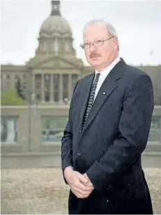  ?? SUPPLIED PHOTO ?? Journalist Darcy Henton outside the Alberta legislatur­e. Henton is the author of Boys Don't Cry, about the sexual abuse scandal at the St. John's Training School for Boys.