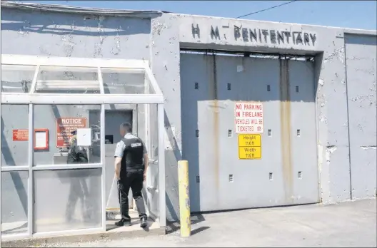  ?? GLEN WHIFFEN/THE TELEGRAM ?? The pockmarked entrance to Her Majesty’s Penitentia­ry in St. John’s, May 2018.