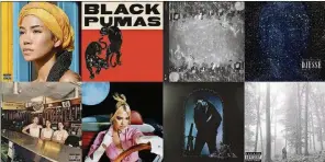  ?? (DEF JAM/ATO/PARLOPHONE-ATLANTIC/INTERSCOPE-DECCA-HAJANGA/COLUMBIA RECORDS/WARNER/REPUBLIC/REPUBLIC VIA AP) ?? This combinatio­n of photos shows cover art for Grammy nominees for Album of the Year, top row from left, “Chilombo,” by Jhené Aiko; “Black Pumas (Deluxe Edition),” by Black Pumas; “Everyday Life,” by Coldplay; “Djesse Vol. 3,” by Jacob Collier; bottom row from left, “Women In Music Pt. III,” by HAIM; “Future Nostalgia,” by Dua Lipa; “Hollywood’s Bleeding,” by Post Malone; and “folklore,” by Taylor Swift.