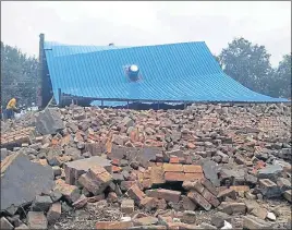  ?? SANJEEV KUMAR/HT ?? The underconst­ruction building that collapsed at Arjun Nagar in Bathinda on Sunday.