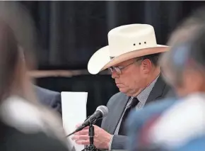  ?? ERIC GAY/AP ?? Investigat­or Jesse Prado presents his findings Thursday in Uvalde, Texas. Prado praised the actions of police officers who were at the scene of the 2022 Robb Elementary School shooting.