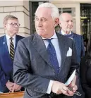  ?? WIN MCNAMEE GETTY IMAGES ?? Longtime political operative Roger Stone was found guilty of obstructin­g a U.S. congressio­nal investigat­ion into Russia’s 2016 election interferen­ce.