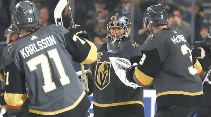  ??  ?? Les Golden Knights sont devenus la première équipe d’expansion à remporter ses trois premiers matchs, ainsi que huit des neuf première rencontres de son histoire. - Archives