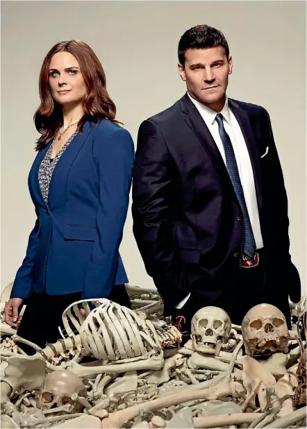  ??  ?? Emily Deschanel and David Boreanaz have spent 12 seasons working together on Bones.